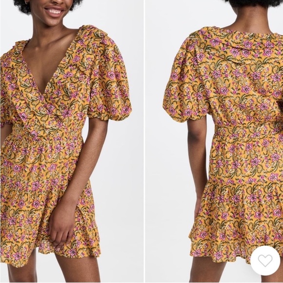 Rahi Del Sole Chiara Mini Dress in Yellow Floral Size Small - Picture 3 of 15